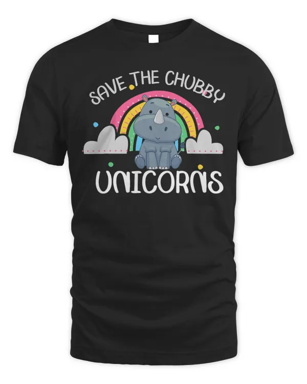 Funny Rhino Animal Rights Vintage Save The Chubby Unicorns T-Shirt