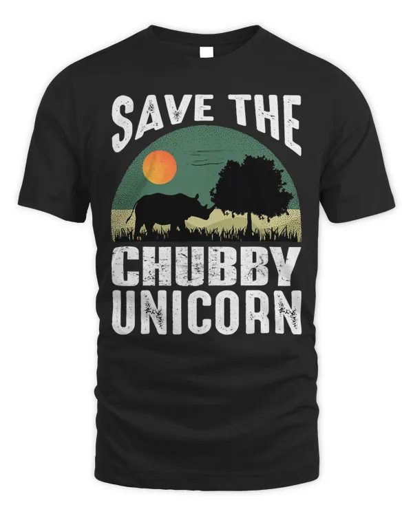 Funny Save the Chubby Unicorn Fat Rhino Vintage T-Shirt