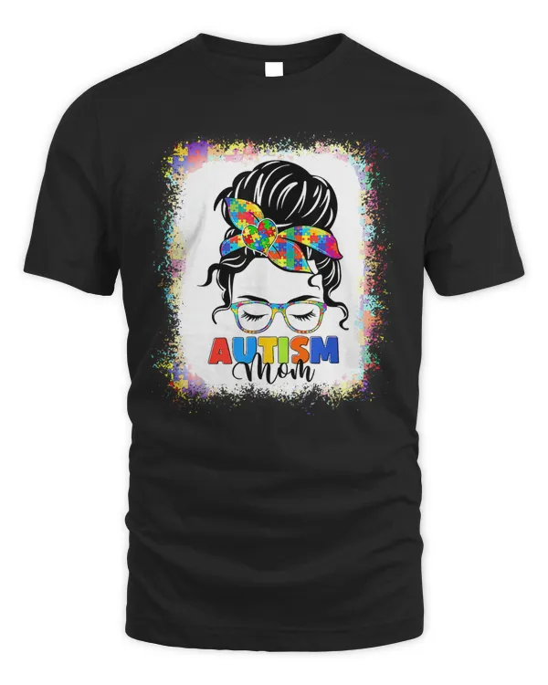 Autism Mom Life Messy Bun Sunglasses Bandana Mother’s Day T-Shirt