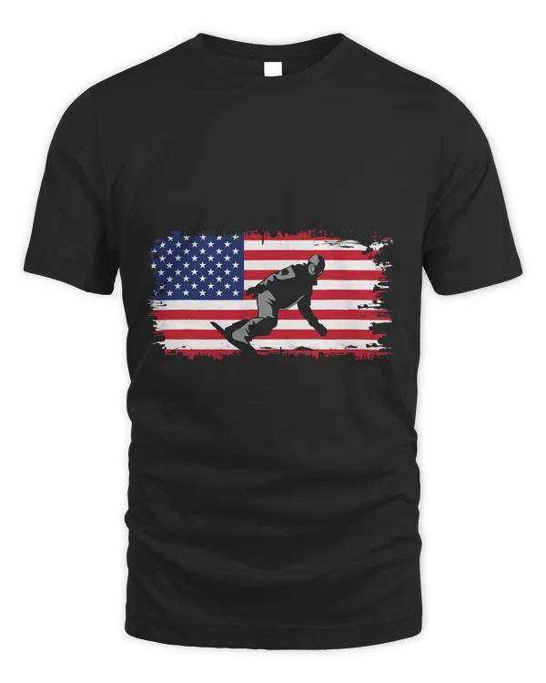 American Flag Snowboard Apparel - Snowboarding Snowboard T-Shirt