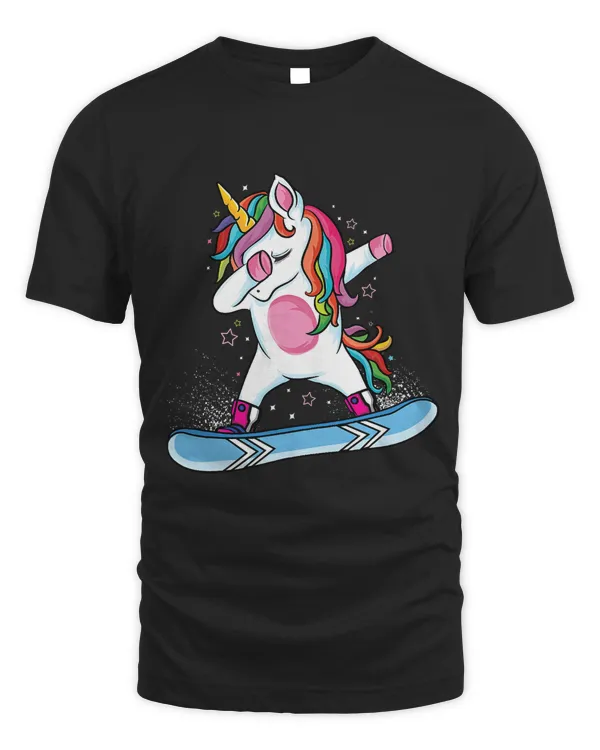 Cute unicorn Snowboarding Skiing Dabbing unicorn Snowboard T-Shirt