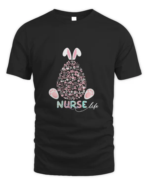 Blessed Easter Nurse Life Egg Bunny Nurse Bunny Crew T-Shirt