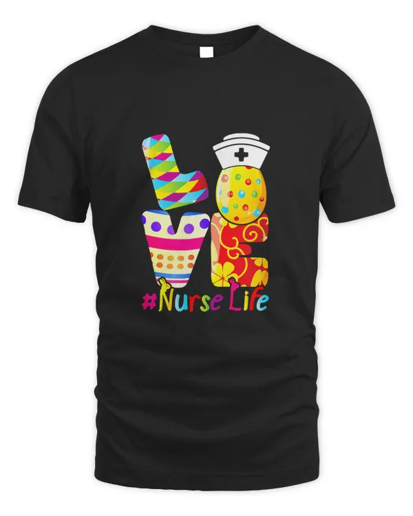 Nursing Stethoscope Scrub Life Nurse Bunny Easter Day T-Shirt