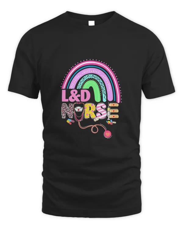 Funny L&D Nurse Bunny Nursing Rainbow Easter Christians T-Shirt