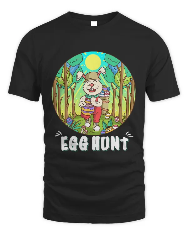 Happy Easter Cute Bunny Egg Hunt Tee, Hello Spring Adventure T-Shirt