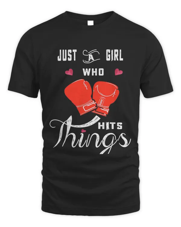 Just A Girl Who Hits Things Boxing Women Punching Outfit T-Shirt