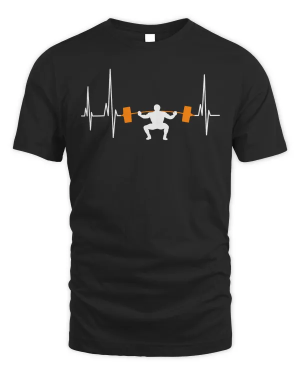 Barbell Weightlifting Heartbeat Bodybuilding Cool Funny Gym T-Shirt