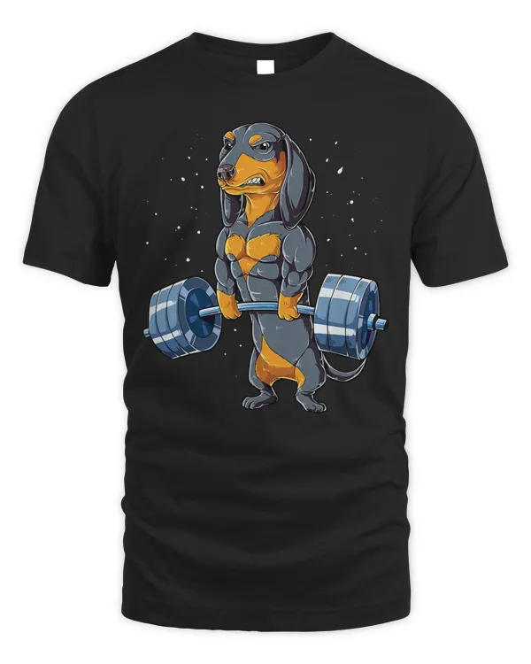 Dachshund Weightlifting Funny Deadlift Men Fitness Gym Gifts T-Shirt