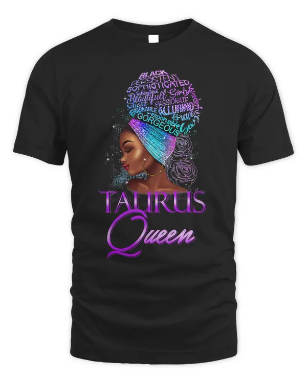 Purple Taurus Queen African American Woman April May Zodiac T-Shirt