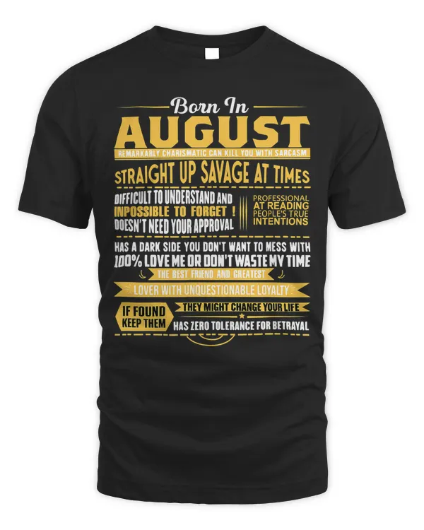 Born In August Leo Zodiac Virgo Birthday T-Shirt