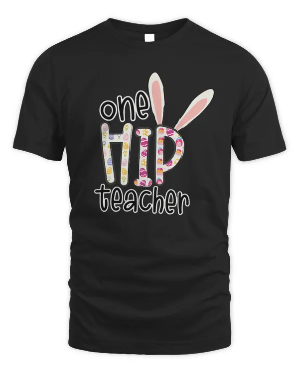 Bleached one hip TEACHER bunny Easter day leopard T-Shirt