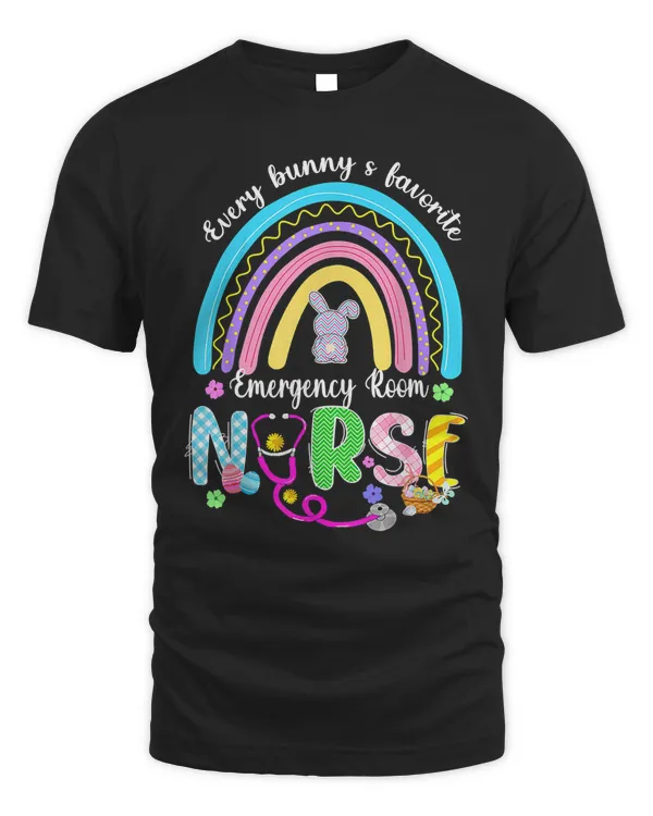 Er Nurse Happy Easter Rainbow Bunny T-Shirt