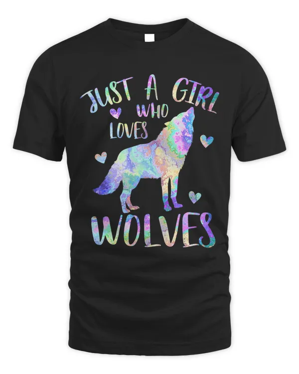 Just a Girl Who Loves wolves Watercolor Cute wolf lover Gift T-Shirt