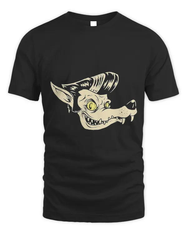 Horror Art - Rockabilly Wolf - Psychobilly Punk Art T-Shirt