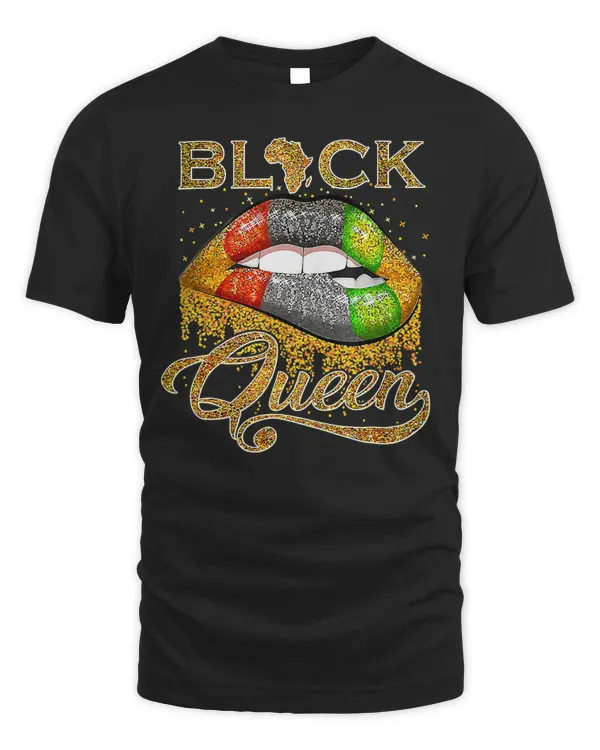 African Flag Biting Lips Black Queen