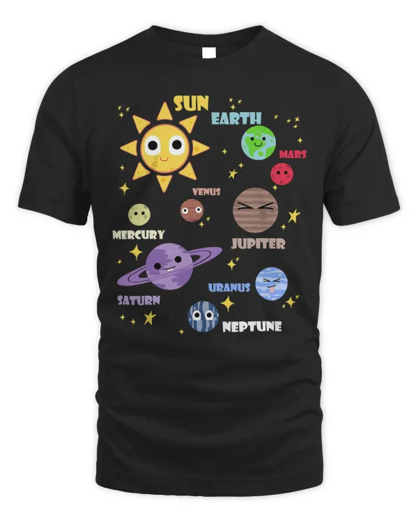 Cute Solar System Shirt Kids Toddlers Astronomy