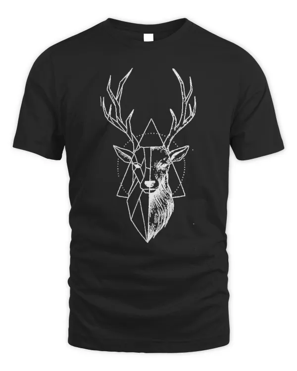 Deer Head Geometric Polygon Art Deer Low Poly Origami T-Shirt