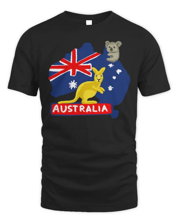 Australia Flag Map Continent Kangaroo Koala T-Shirt