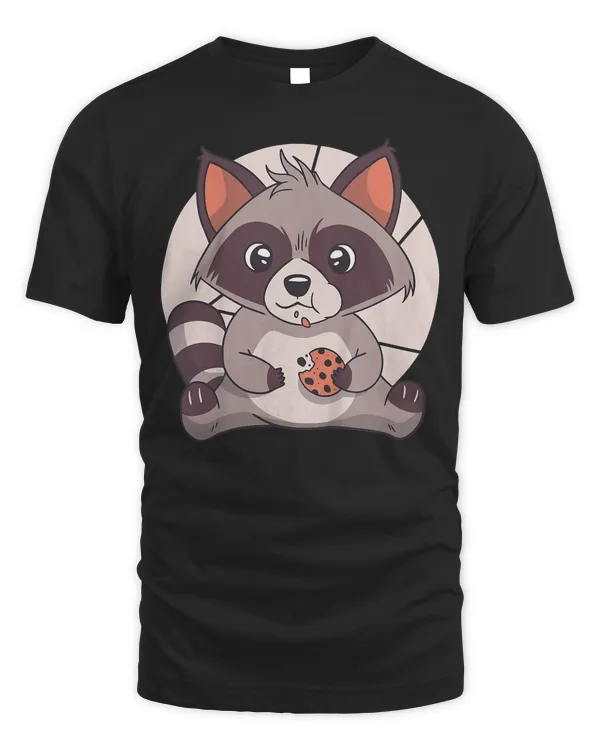 Kids Raccoon Eating Cookies - Funny Cute Comic Animal Gift T-Shirt