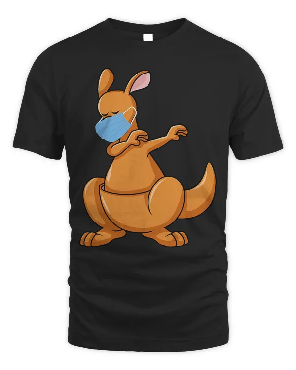 Dabbing Kangaroo With Face Mask Shirt Funny Dab Gift Bunny T-Shirt