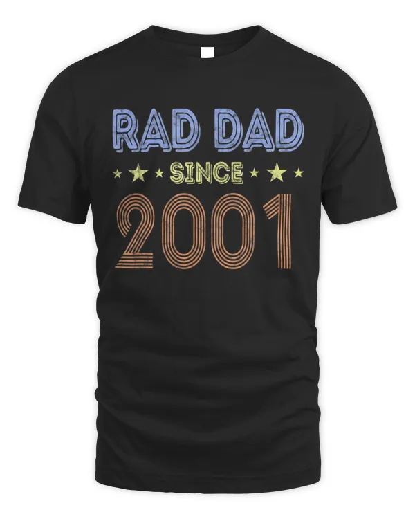 Dad Since 2001 Rad Anniversary Fathers Day Vintage Men Gifts T-Shirt