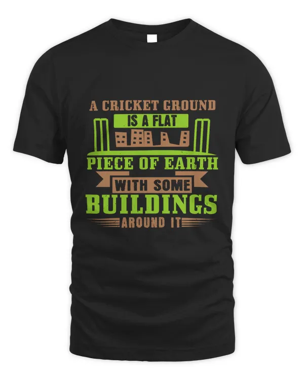 A cricket ground is a flat piece of earth with some buildings around it T-Shirt
