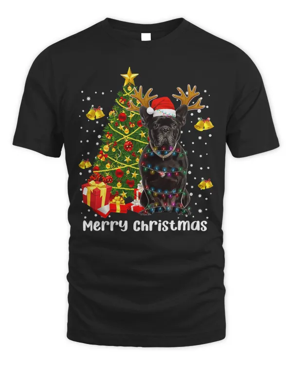 Pug Dog Black Pug Santa Christmas Tree Lights Xmas Reindeer Funny 238 Pug Dad Pug Mom