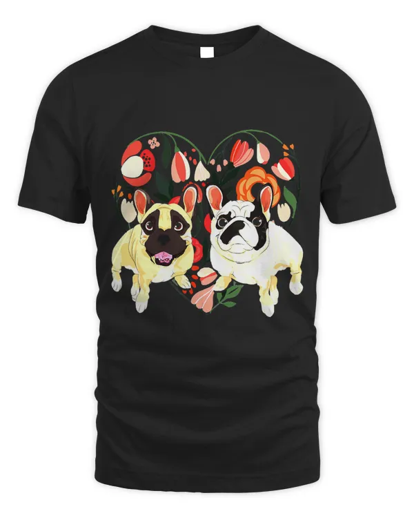 Flowers Heart Dog French Bulldog Classic T-Shirt