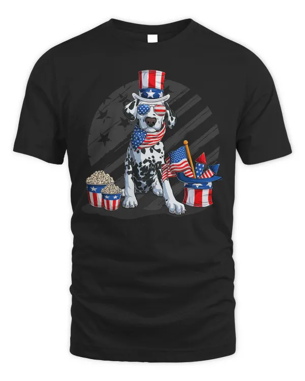 Dalmatian Dog America USA dalmatian dog with flag funny 271