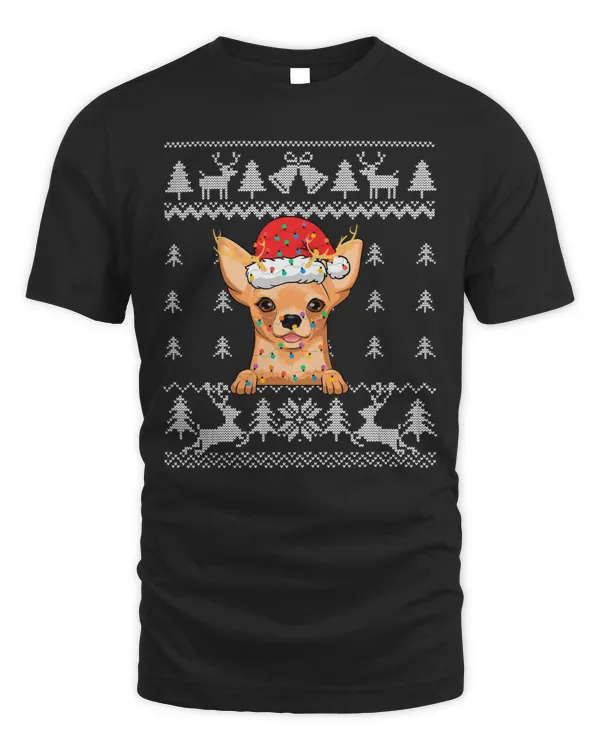 Funny Chihuahua Dog Ugly Sweater Christmas Santa Lights Pet Puppy Lover Gifts