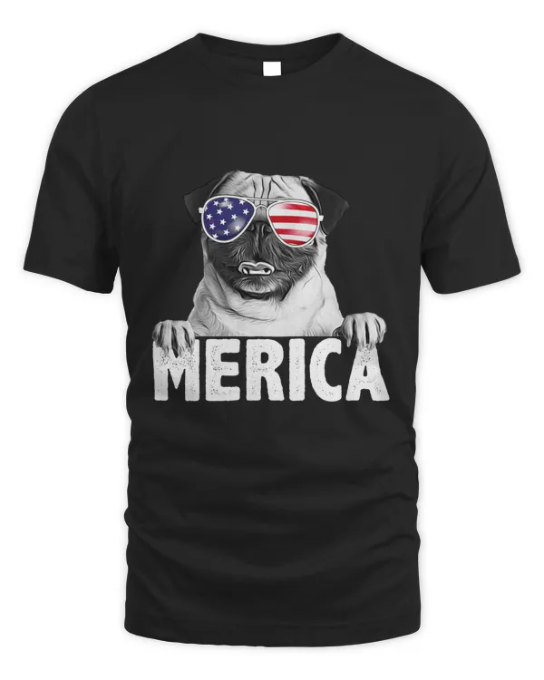 Merica Pug American Flag 4th of July