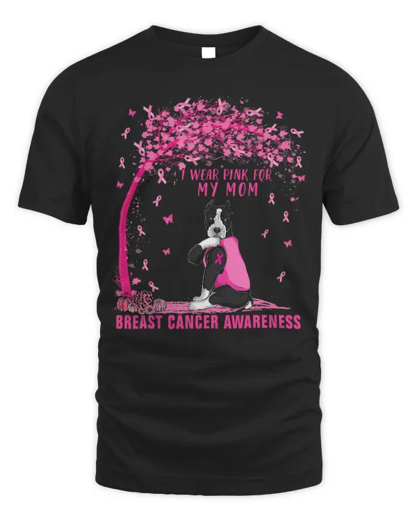 Pitbull Dog I Wear Pink For My Mom Pitbull Dog Breast Cancer Awareness 438