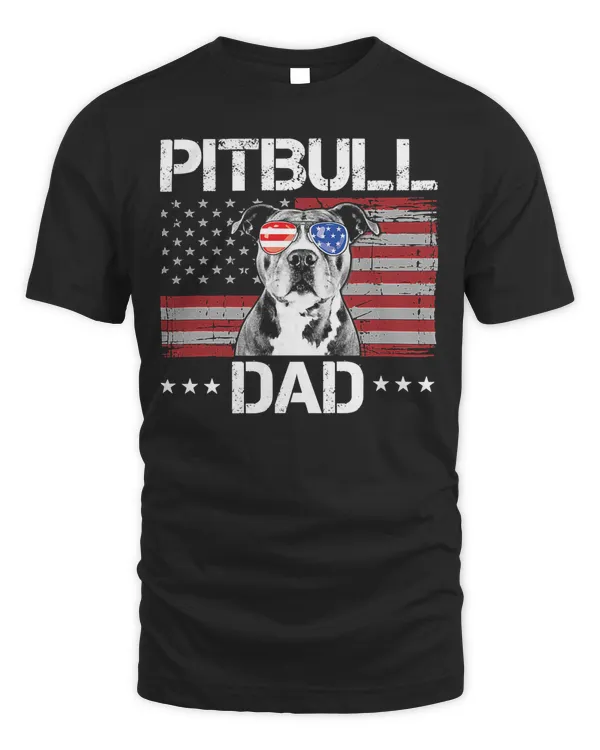 Pitbull Dog Mens Best Pitbull Dad Ever Patriotic American Flag 4th Of July 94