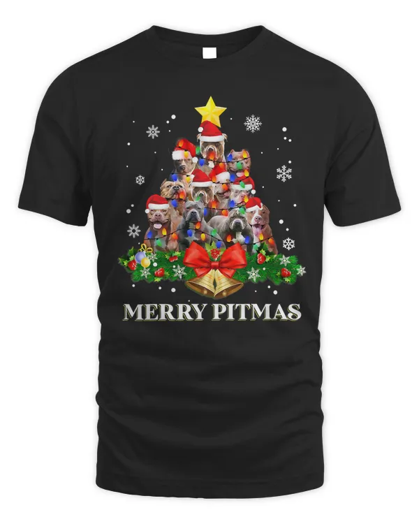 Pitbull Dog Merry Pitmas Pitbull Dog Ugly Christmas Costume Tree Dogs 315