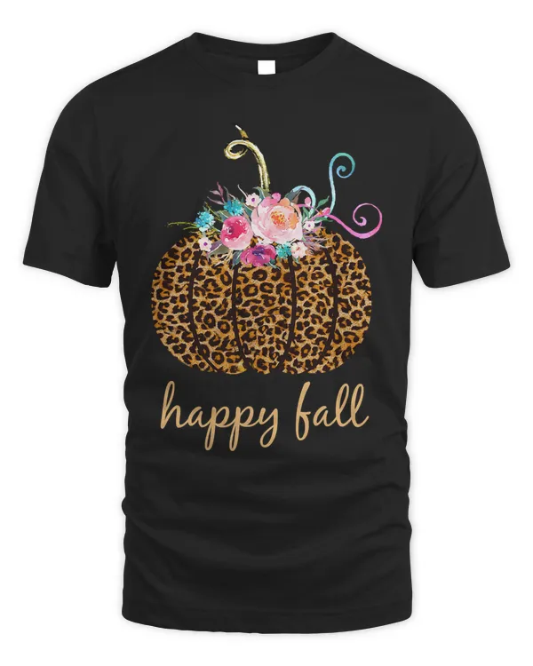 Beautiful Happy Fall Shirt Happy Fall Cheetah Pumpkin Shirt T-Shirt