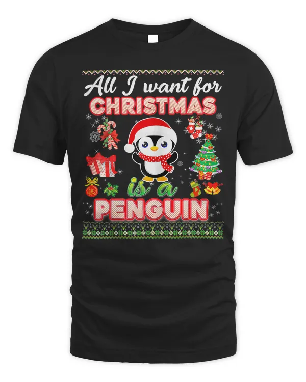 Penguin All I Want Is A Penguin For Christmas Ugly Xmas Pajamas 144