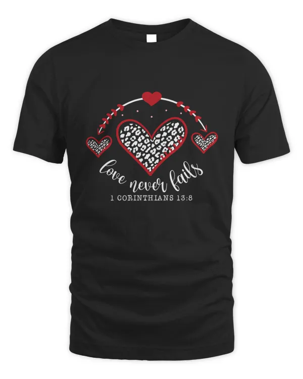 RD Valentine Day Shirt, Love Never Fails, Leopard heart sign shirt