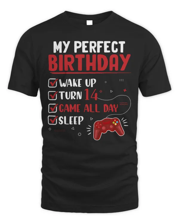 14th Perfect Birthday Gamer 14 Years Old Video Game Gaming 45