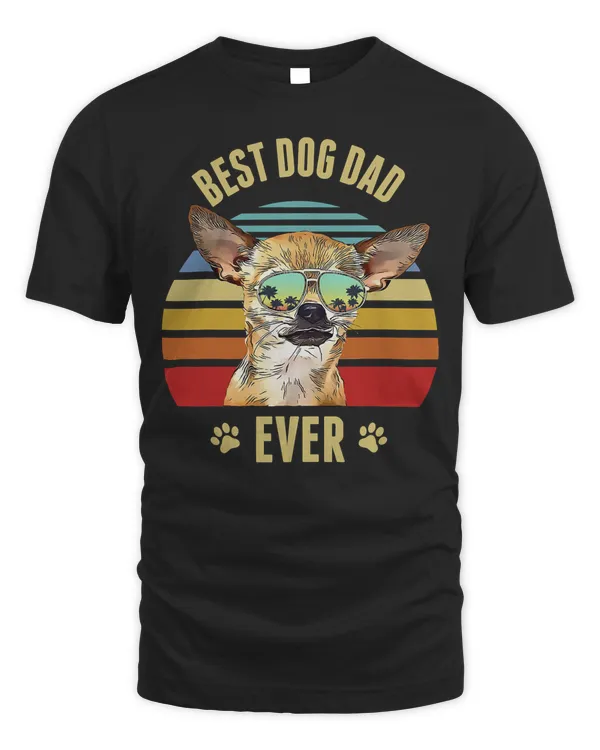 Chihuahua Best Dog Dad Ever Retro Sunset Beach Vibe 310