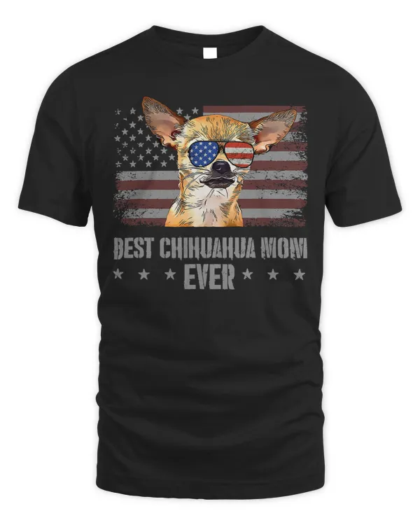 Chihuahua Best Dog Mom Ever Retro USA American Flag 123