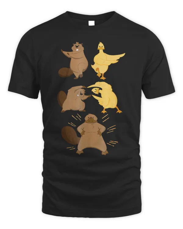 Beaver And Duck Fusion Dance Anime Funny Platypus T-shirt