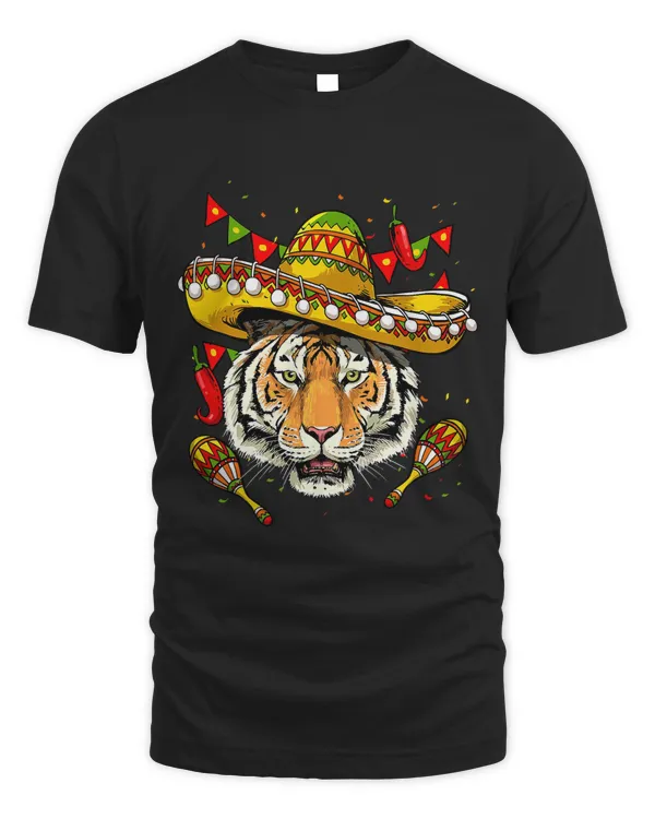 Cinco de Mayo Tiger Mexican Lover Sombrero Tiger Gifts T-Shirt