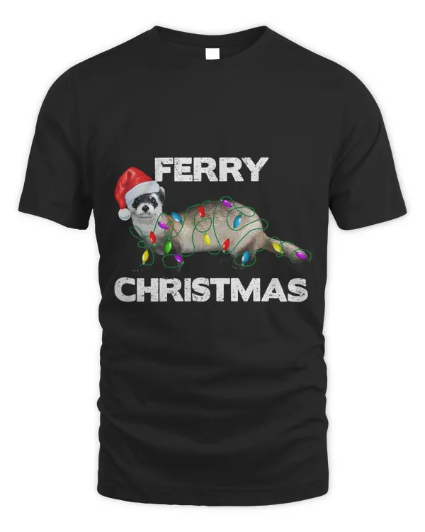 Funny Ferret Shirt Ferry Christmas Santa Ferret T Shirt Gift