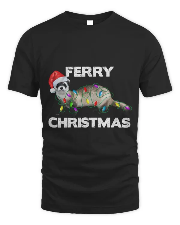 Funny Ferret Shirt Ferry Christmas Santa Ferret T Shirt Gift