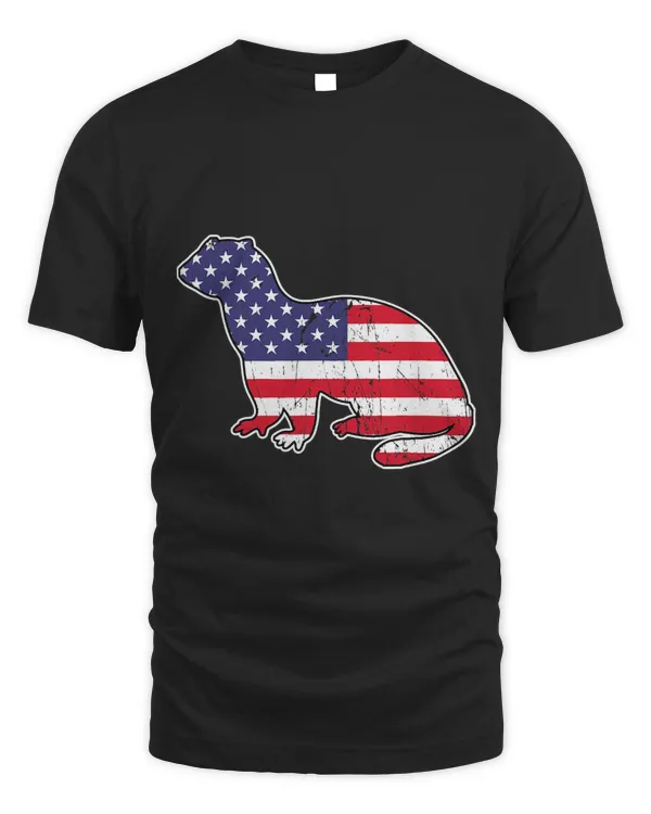 Ferret 4th Of July USA Flag America Patriotic USA Matching T-Shirt