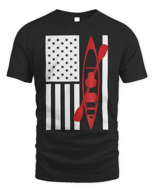 Kayak American Flag T-shirt - Cool Kayaking Shirt