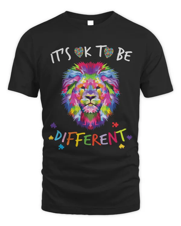 Autism Awareness Shirt It's OK to be different Colorful Lion T-Shirt