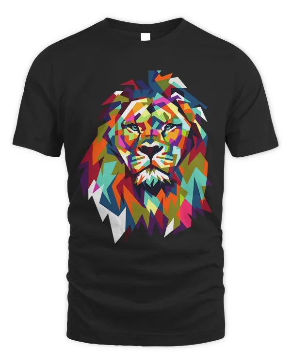 Cool Trendy Lion Geometric African Animal Leo Cat Gift Shirt