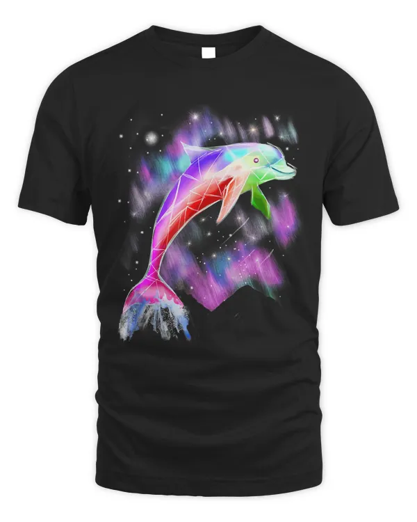 Colorful Rainbow Pink Dolphin Ocean Galaxy Space Shirt