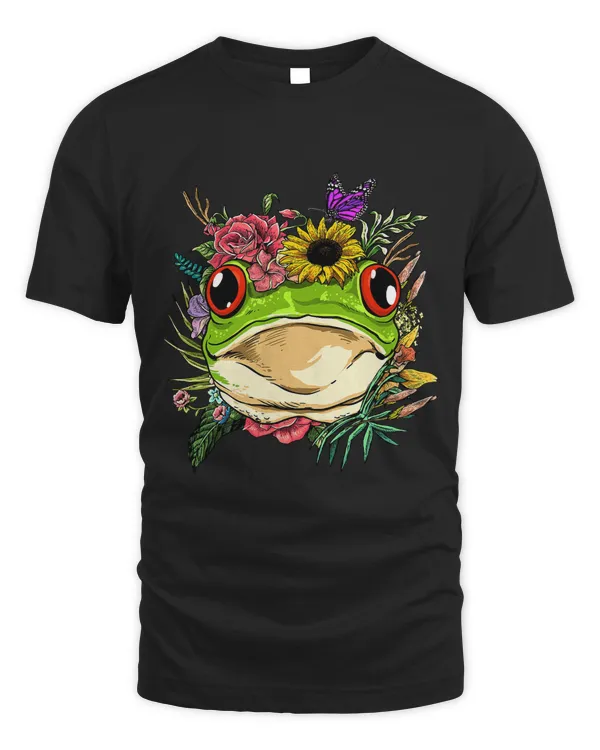 Floral Frog Spring Nature Lovers Gift For Women & Men T-Shirt
